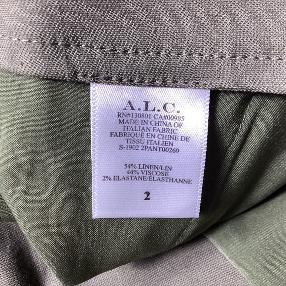 A.L.C Jackson Pleated High-Rise Linen Pant Limited Edition Olive Green Size 2 - Picture 5 of 5